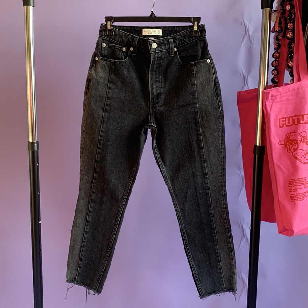 High Rise Mom Jeans in Washed Black